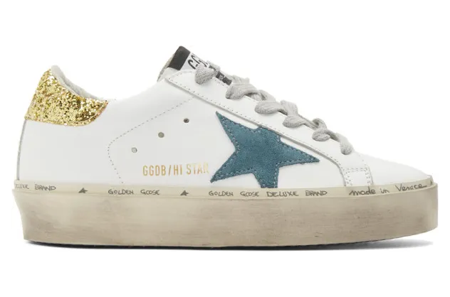 Golden Goose White Glitter Hi Star Sneakers (G36WS945.N2)