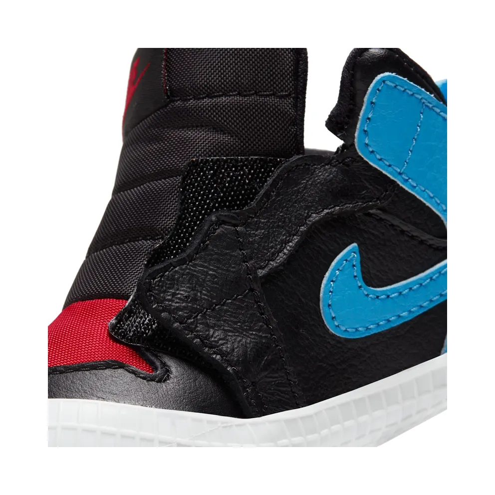 Jordan 1 Crib Bootie NC to Chi Leather Black/Dark Powder Blue-Gym Red (AT3745-046)