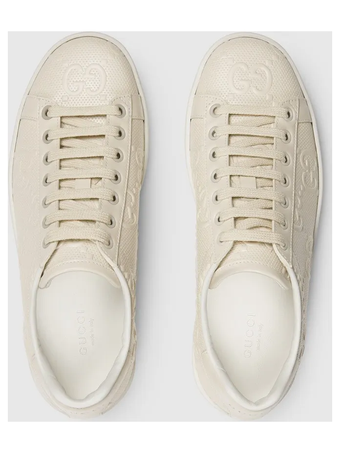 Gucci Ace GG Embossed Cream (W) (660135 1XK10 9022) (4)