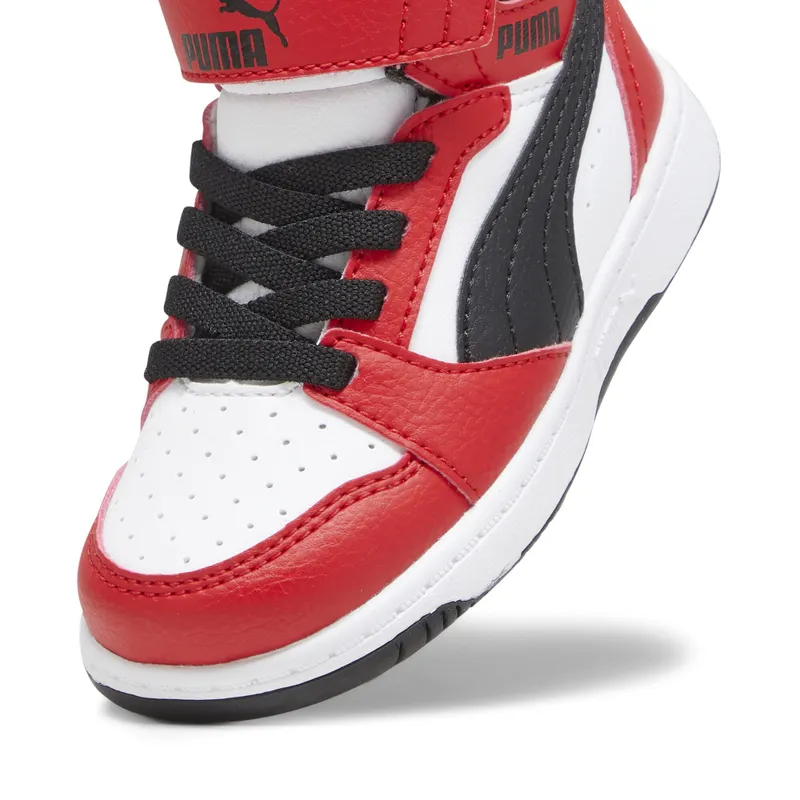 Puma Rebound V6 Mid “Puma White / Puma Black / For All Time Red” (396542_03)