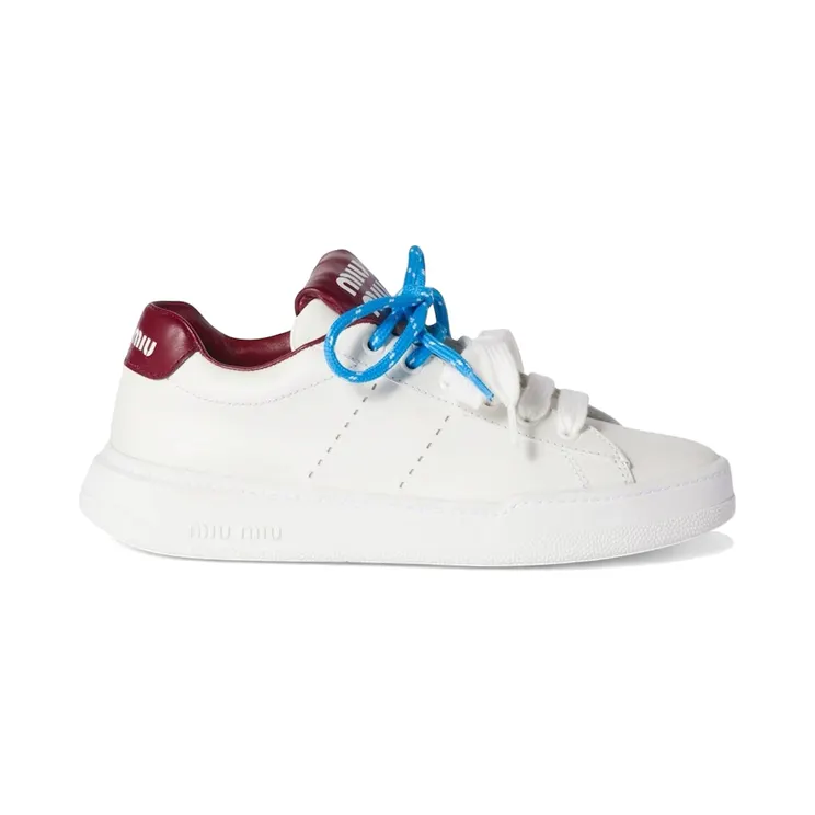 Miu Leather Sneakers White Crimson (5E387E_3L48_F0C65)