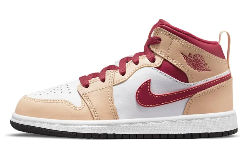 Air Jordan 1 Mid “Beige Red (PS)” | 640734-201 Air Jordan 1 Mid “Light Curry Cardinal (PS)” (640734201)
