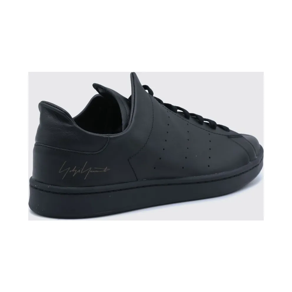 Y-3 Diagonal Stan Smith Leather with Printed Logo and Round Toe Black (KZ9073)