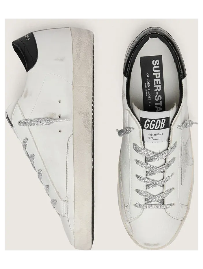 Golden Goose Super-Star With White Suede Star And Black Croc-Print Leather Heel Tab (GWF00101.F002365.10283) (3)