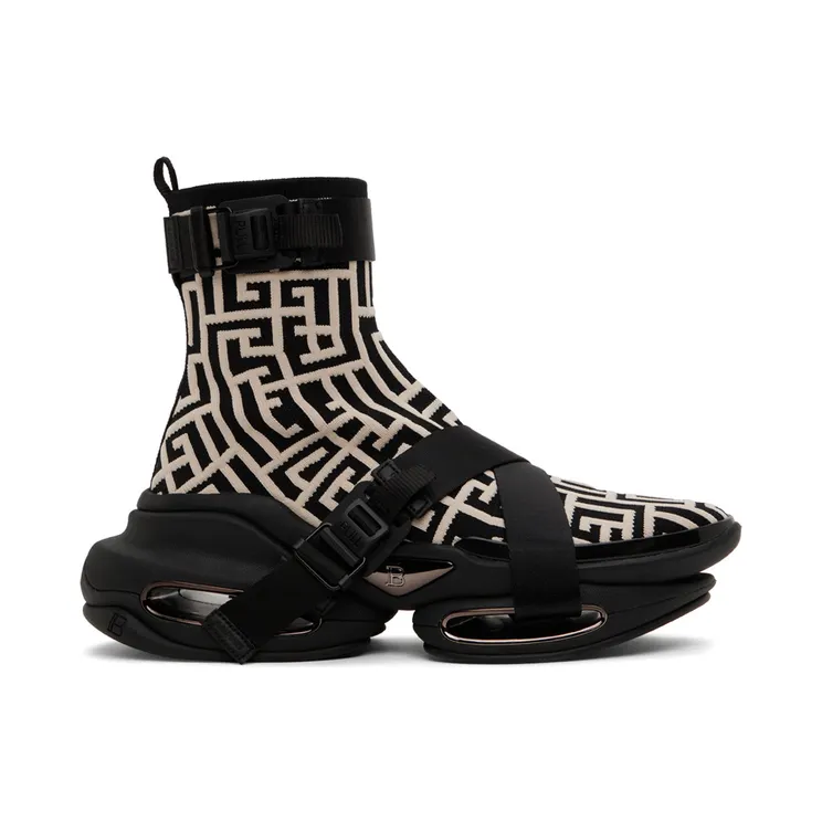 Balmain Black & White B-Bold High-Top Sneakers (YM1VH284TKPO)