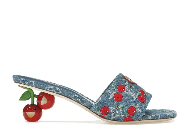 Louis Vuitton Cherry Lily Mule x Takashi Murakami Denim (1AHLTF)