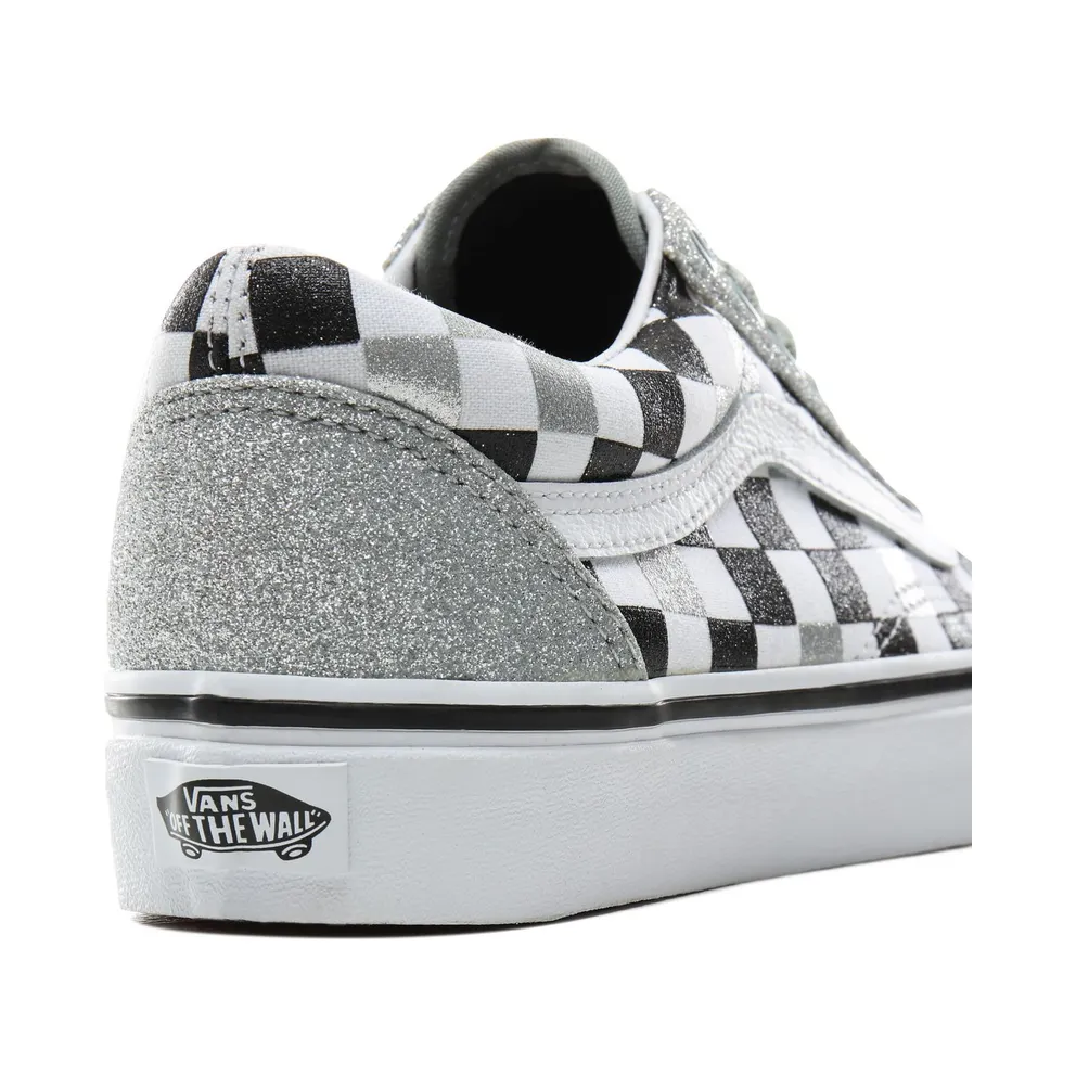Vans Old Skool Glitter Checkerboard (W) Silver/True White-Black (VN0A4BV5V3J)