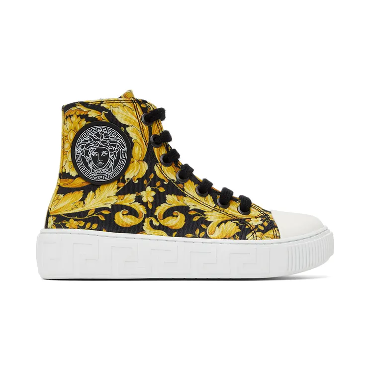 Versace Kids Black & Gold Barocco High Sneakers (10027041A02619)