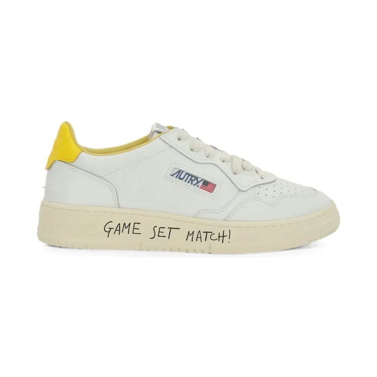 Autry Medalist Perforated Leather “White/Yellow” (AULM ML07)
