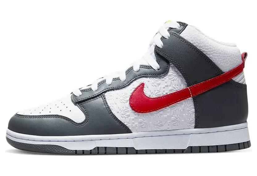 Nike Dunk High Embossed Basketball Grey Red (FD0668-001)