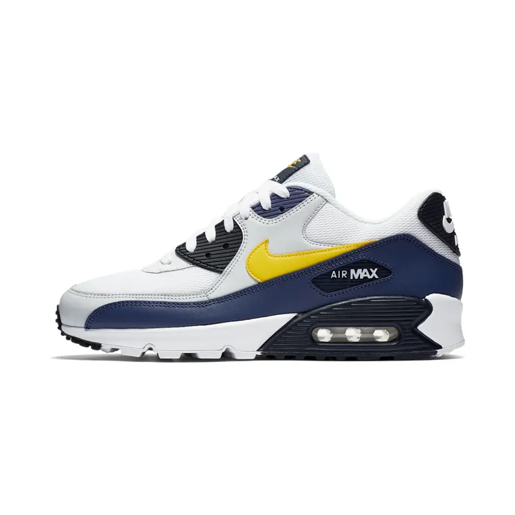 Nike Air Max 90 Michigan “White / Blue Recall / Pure Platinum / Tour Yellow” (AJ1285-101)