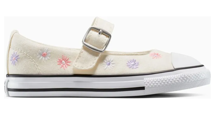 Converse Chuck Taylor All Star Dainty Mary Jane Embroidered Floral Easy On Egret/White/Black (A13444C)