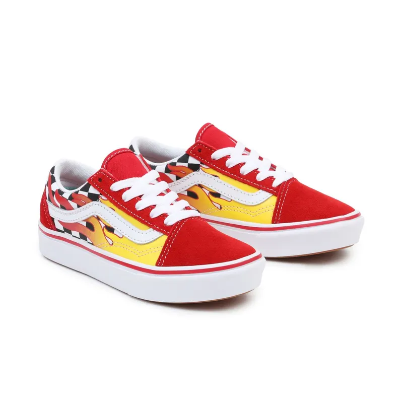VANS Flame Comfycush Old Skool Kids’ Shoes (Red)