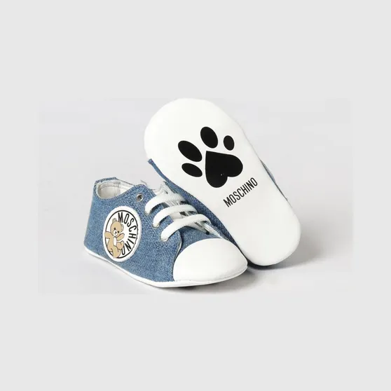 Moschino Cotton Denim and Leather Sneakers Blue (8289301)