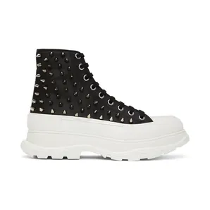 Alexander McQueen Black Leather Tread Slick Sneakers (705809WHZ63)