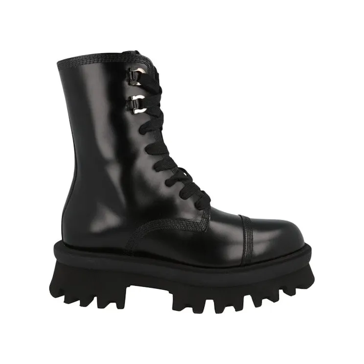Ferragamo Kira Leather Combat Boots Black (01F701-763843-M)