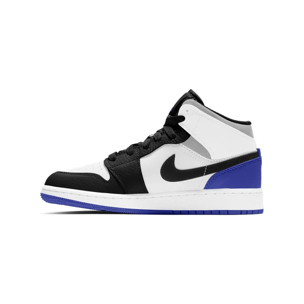 Jordan 1 Mid SE White Black Royal (GS) White/Black-Light Smoke Grey-Varsity Royal (BQ6931-102)