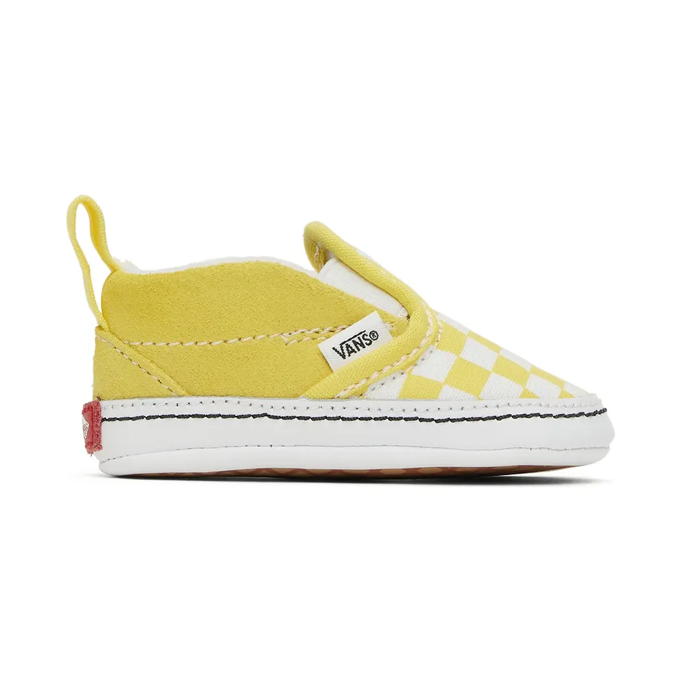 Vans Baby Yellow & White Checkerboard Slip-On V Crib Sneakers (VN0A2XSLABP1)