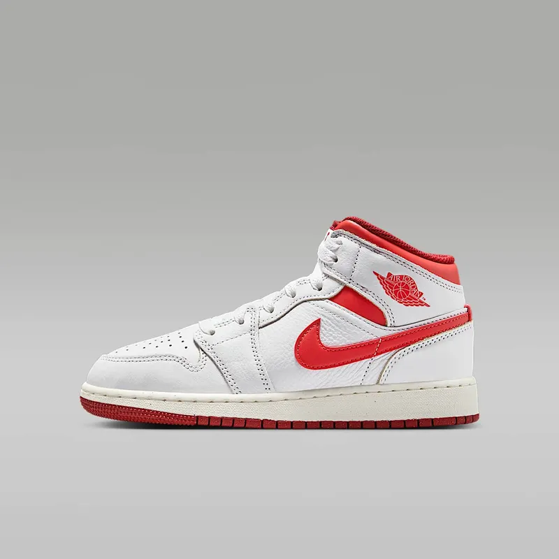 AIR Jordan 1 MID SE GS “WHITE DUNE RED” (FJ3464-160)
