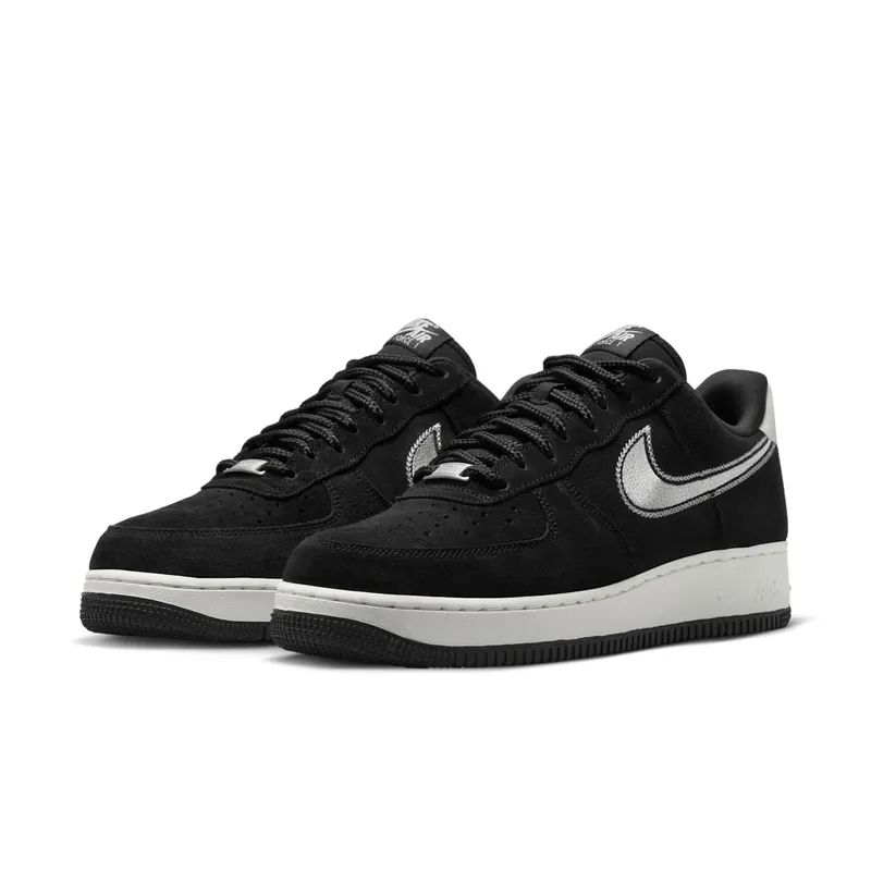Nike Air Force 1 Low ’07 LV8 Black Sail Embroidered Swoosh (HJ4465-001)