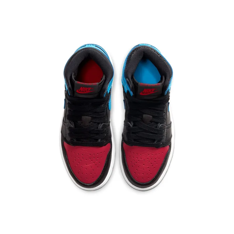 Jordan 1 Retro High UNC Chicago Leather (PS) Black/Dark Powder Blue-Gym Red (CU0449-046)