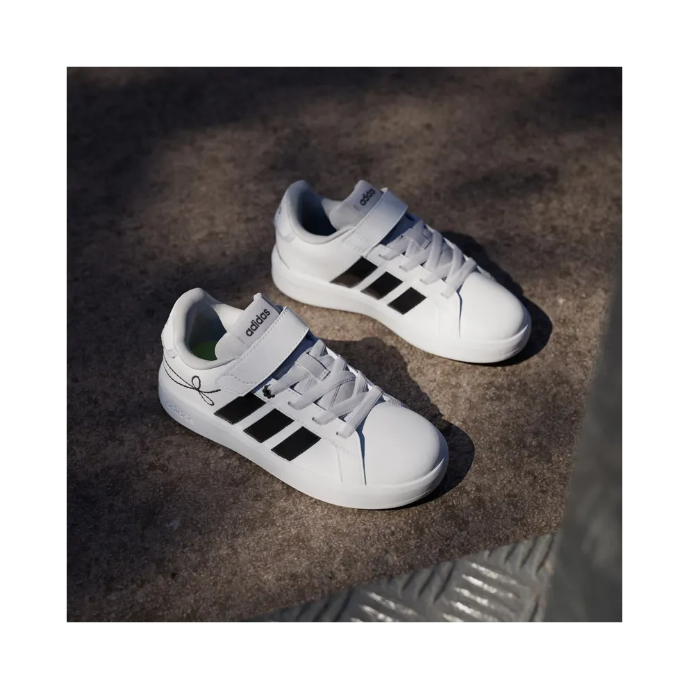 Adidas GRAND COURT 3.0 Shoes KIDS Cloud White / Core Black / Hi-Res Yellow (KH8835)