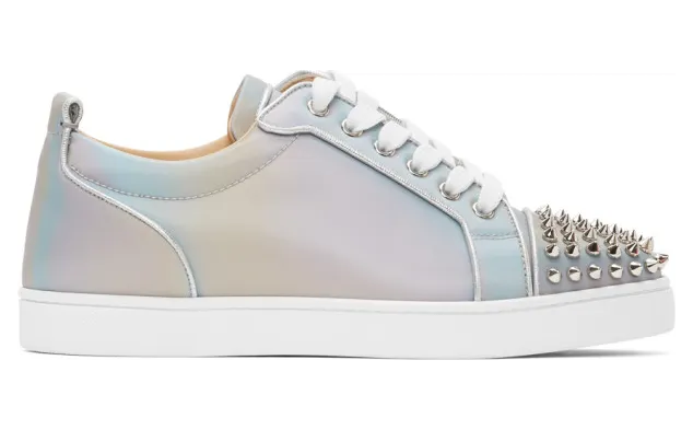Christian Louboutin Grey Louis Junior Spikes Orlato Flat Sneakers (1201088)