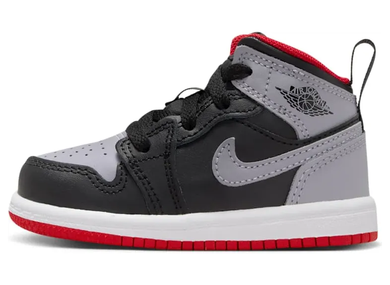 Jordan 1 Mid TD “Black/Cement Grey-fire Red-white” (DQ8425-006)