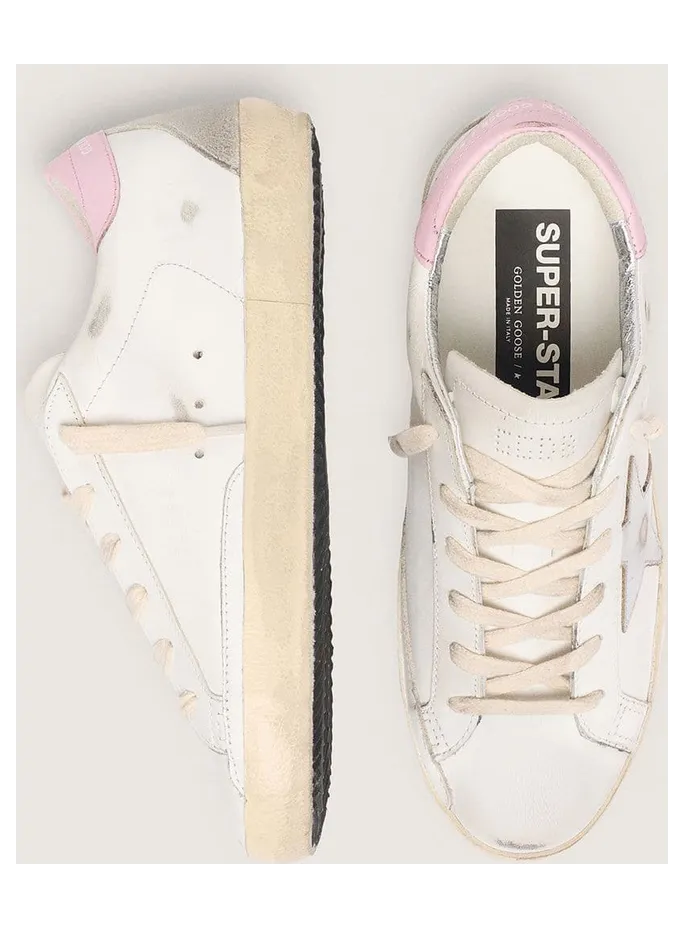 Golden Goose Super-Star With Silver Leather Star And Pink Heel Tab (GWF00102.F004662.11531) (4)