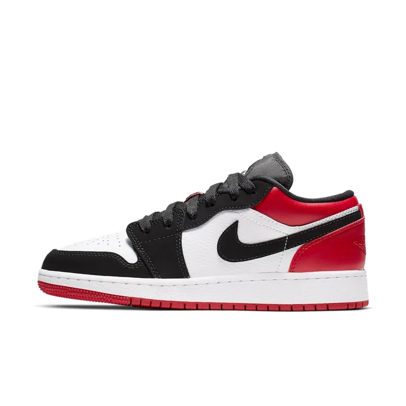 Jordan 1 Low Black Toe (GS) White/Black-Gym Red (553560-116)