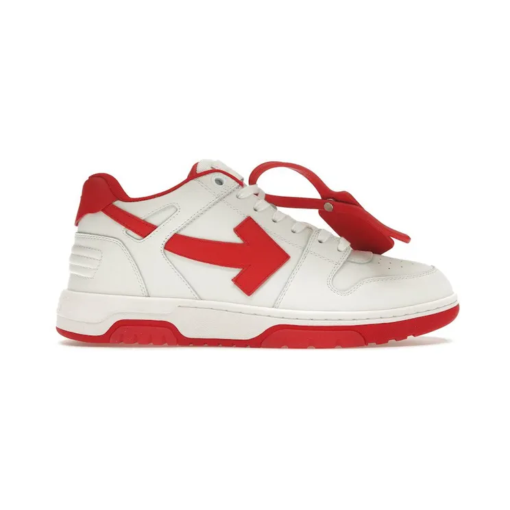OFF-WHITE Out Of Office “OOO” Low Tops White Red (OMIA189S22LEA0010125)