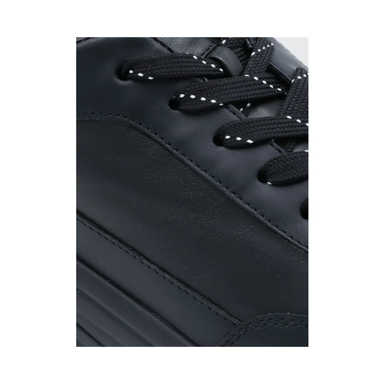 Hogan Hi-Light Smooth Calfskin Leather Sneakers with Tone-on-Tone H Logo Black (HXM7190GH50UAIB999) (3)