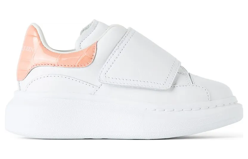 Alexander McQueen Kids White & Pink Croc Tab Velcro Oversized 9414 White/Pastel Pi (587693 WIAH3)