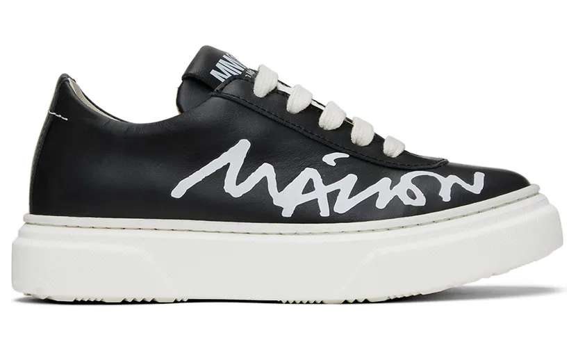 MM6 Maison Margiela Kids Black Cursive Logo Sneakers (70336)