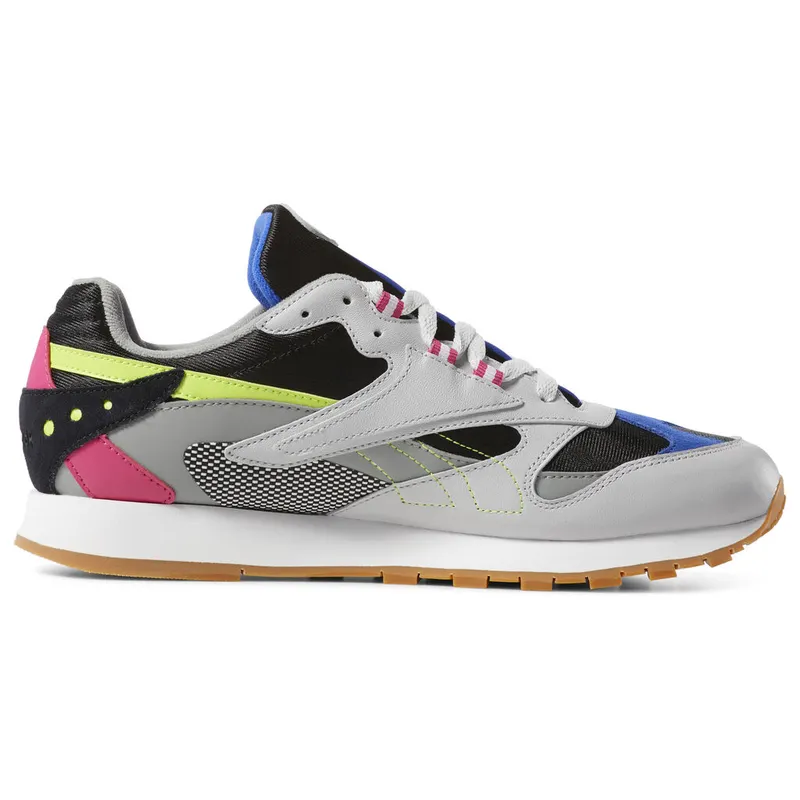 Reebok Classic Leather ATI 90s Grey Skull Grey/Black-Pink-Lime (Other Brands Reebok)