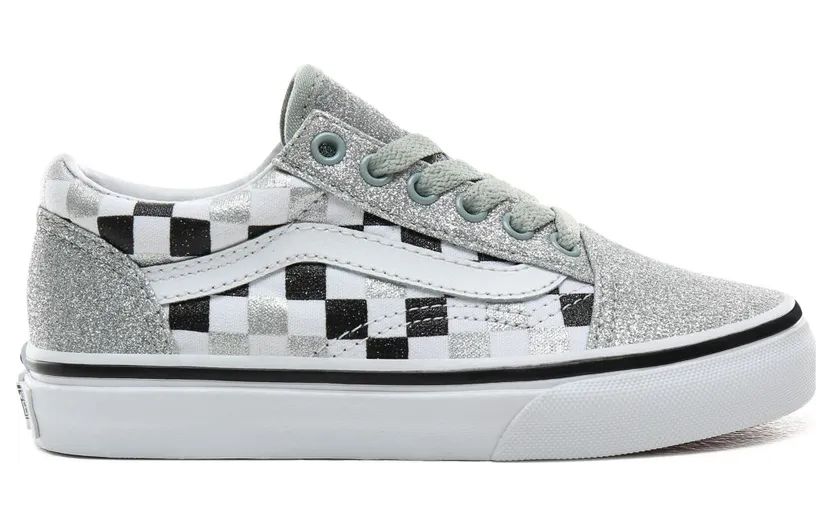 VANS Glitter Checkerboard Old Skool Schoenen Voor Kinderen (Silver)