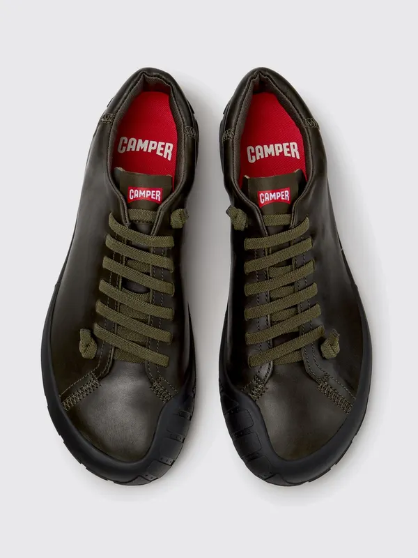 Camper Peu Path+ Slip-On in Smooth Leather with Elastic Laces Green (K101114-012PEUPATH+0)
