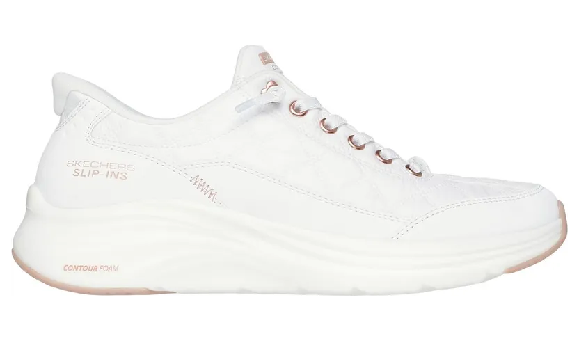 Skechers Slip-ins: Contour Foam – Cozy Fit Golden Hour Sneaker Wit/Roos Goud