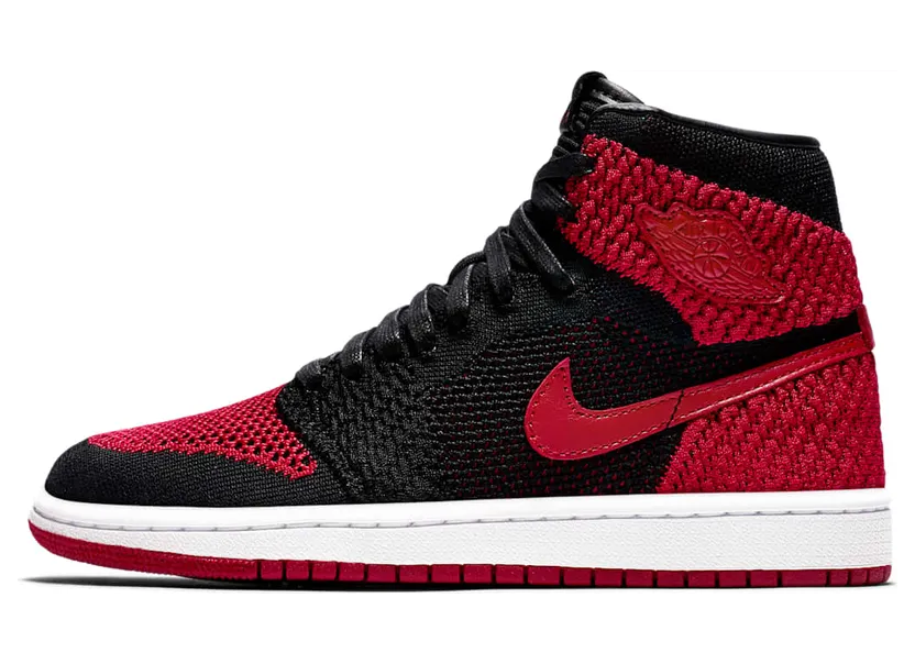 Jordan 1 Retro High Flyknit Bred (GS) “Black / White / Varsity Red” (919702-001)