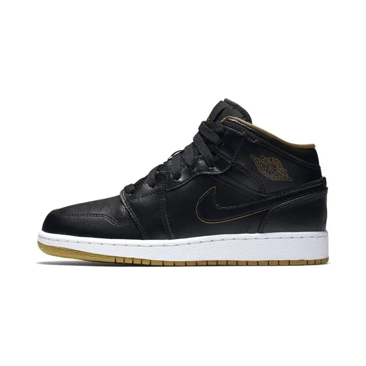Jordan 1 Mid Black Metallic Gold (GS)
