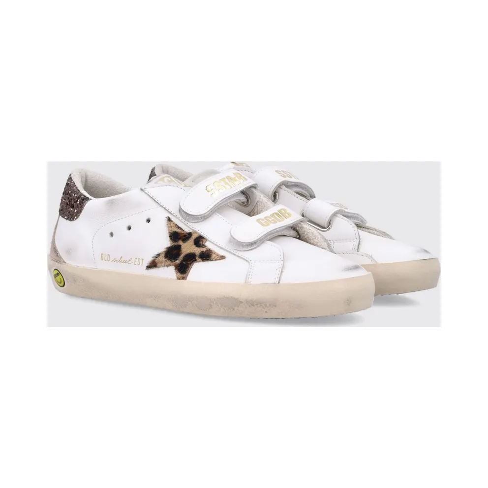 Golden goose Old School Leather for Boys with Animal Print and Velcro White (GTF00177F00866812515)