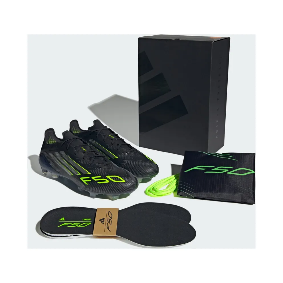adidas F50 Elite Firm Ground Boots “Core Black / Iron Metallic / Lucid Lemon” (JH7616)