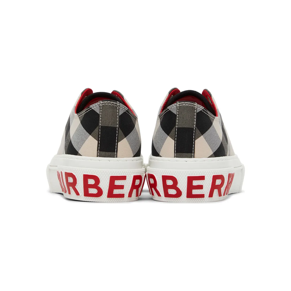 Burberry Beige Cotton Check Sneakers (8052565) (2)