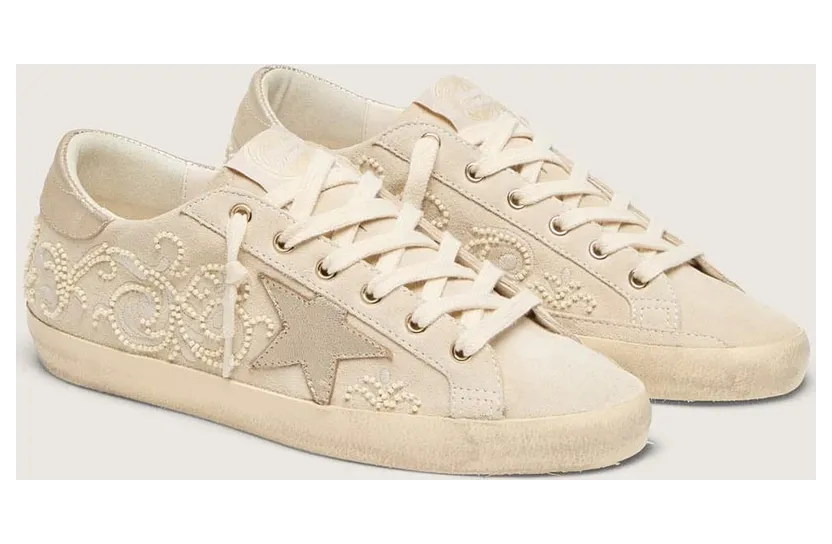 Golden Goose Super-Star Ltd In Pearl Suede With Gold Star And Bead Embroidery (GWF00101.F009411.15647) (2)