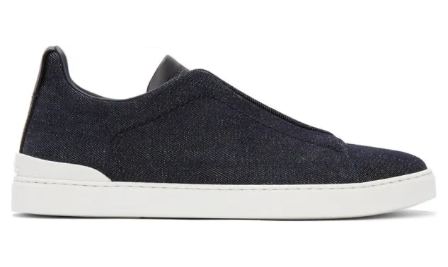 Ermenegildo Zegna Navy Denim Triple Stitch Sneakers (LHDEN-A4666X)