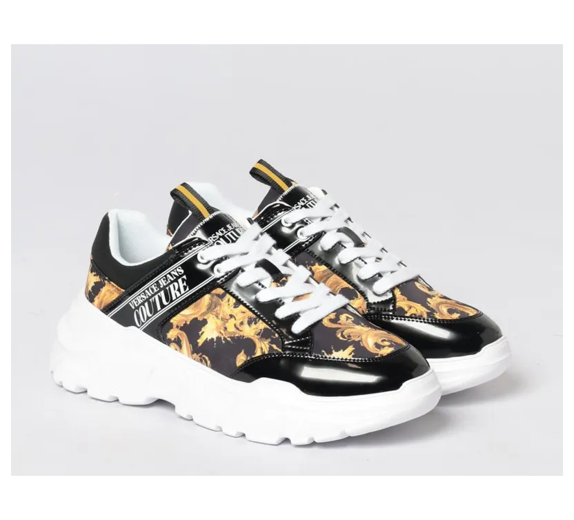 Versace Baroque Print Nylon Sneakers Black (80YA3SC2ZSD96G89)
