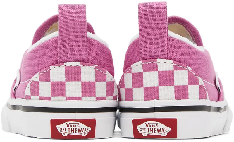 Vans Baby Pink & White Checkerboard Slip-On V Sneakers (VN000UBSYOL)