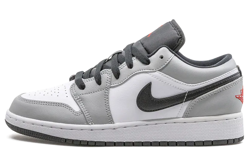Air Jordan 1 Low GS Light Smoke Grey – “Light Solar Flare Heather / White / Black / Gym Red” (553560-030)