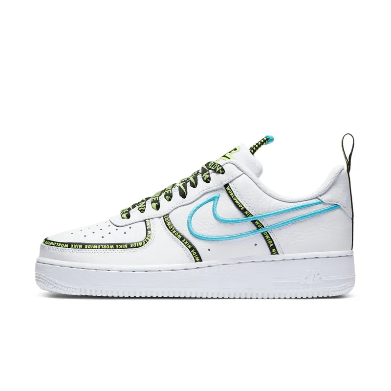 Nike Air Force 1 Low Worldwide White Blue Fury Volt White/Blue Fury-Black-White (CK7213-100)