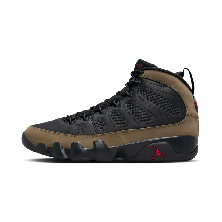 Jordan 9 Retro “Black / Light Olive / True Red” (HV4794-030)